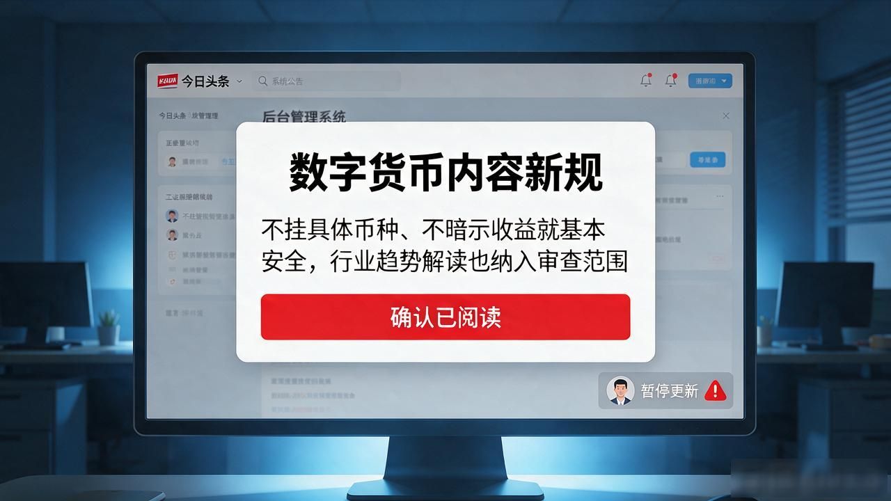 今日头条公告数字货币_数字货币今日头条公告_财经自媒体内容自查调整