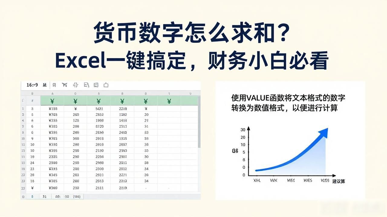 货币数字怎么求和？Excel一键搞定，财务小白必看